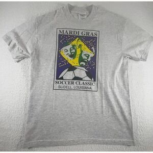 Hanes Heavyweight Vintage Mardi Gras Shirt Mens M 50/50 Blend Single Stitch